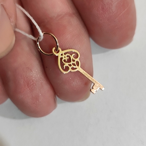 Key Rose Gold Plated Sterling Silver Pendant Charm - Picture 9 of 13